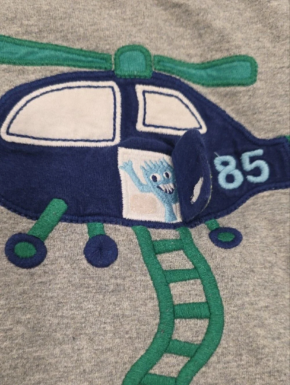 Gymboree Grey Tee with Navy & Teal Helicopter